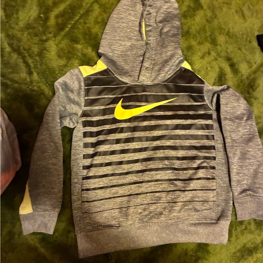 Nike Kids Gray and Yellow Hoodie